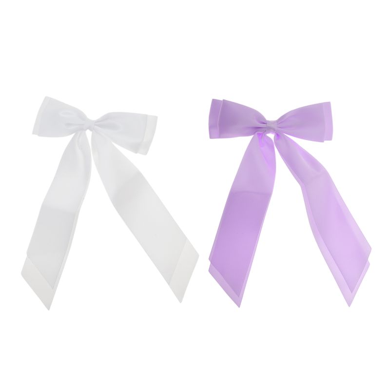 Fashion Double Ribbon Hair Clips Hairdo Clip White Purple